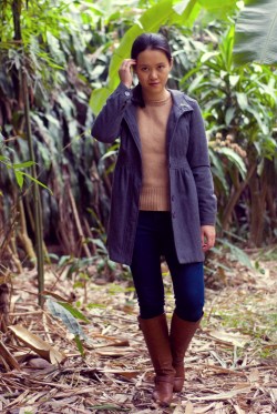 camel sweater grey coat brown boots by 14 shades of grey
