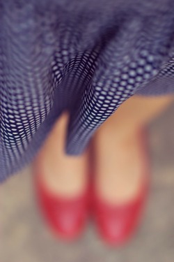 polka dot skirt red flats by 14 shades of grey