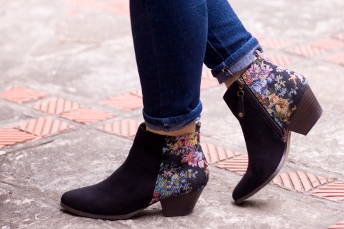 blue jeans black booties by 14 shades of grey