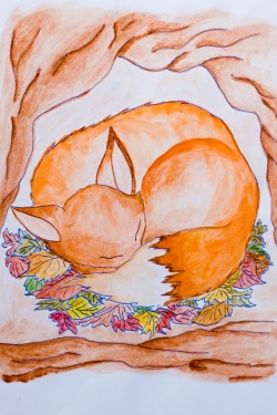 coloring - fox in burrow by 14 shades of grey